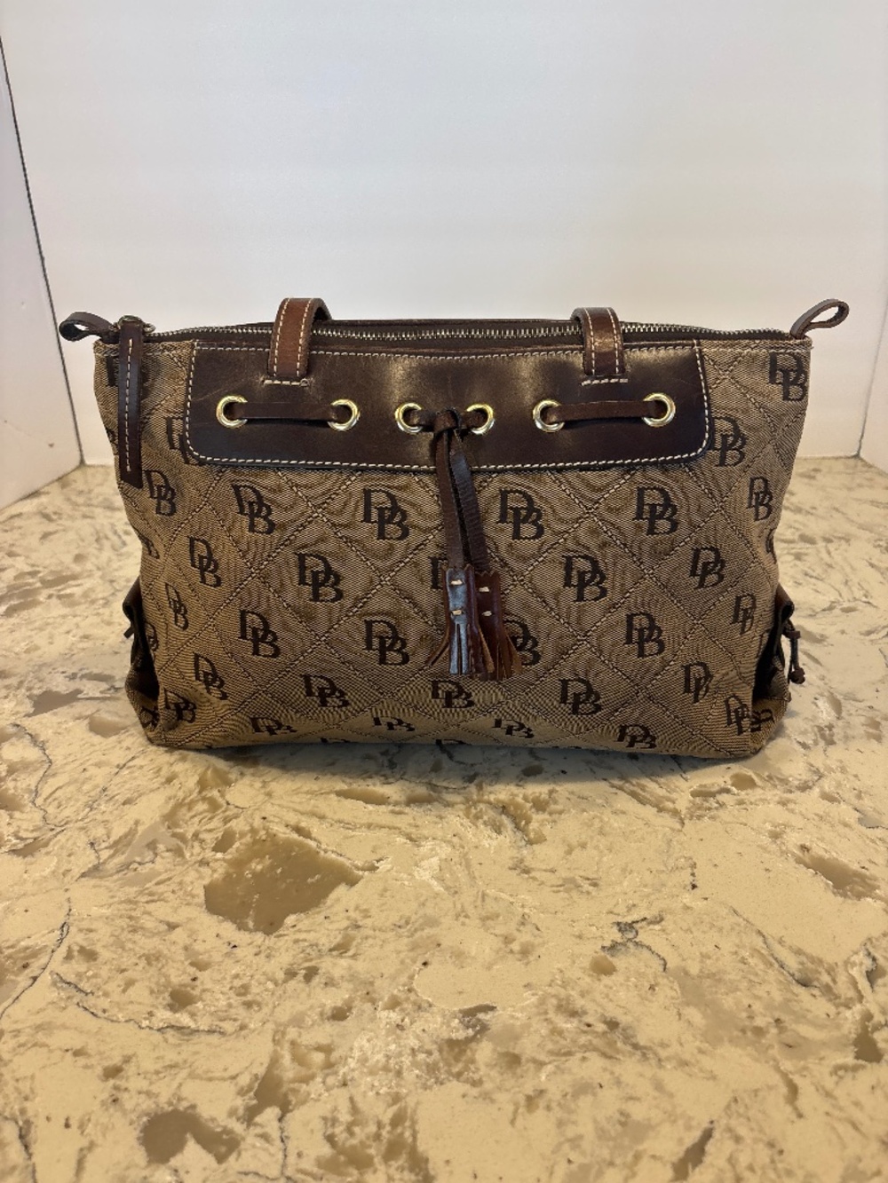 Vintage Dooney & Bourke Signature DB Monogram Shoulder Handbag